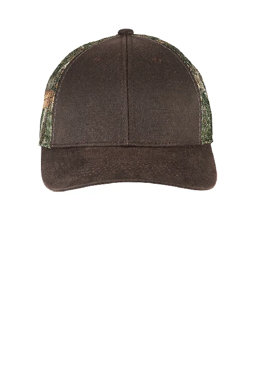 Mens hats with tough wear-Port Authority Mens Pigment Print Camouflage Mesh Back Adjustable Hat - Realtree Edge Camo/Brown