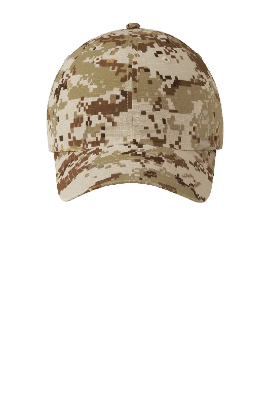 Mens hats for wide fit-Port Authority Mens Digital Ripstop Camouflage Hat - Sand Camo