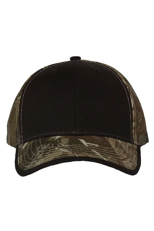 Mens hats for stormy weather-Kati Mens Solid Front Camo Back Adjustable Hat - Black/Realtree Hardwood