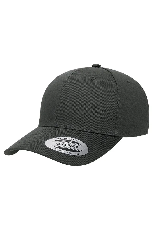 Mens hats with gentle texture-Yupoong Mens CVC Twill Snapback Hat - Charcoal Grey