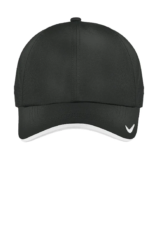 Mens hats with earthy hues-Nike Mens Dri-Fit Moisture Wicking Adjustable Hat - Anthracite Grey/White