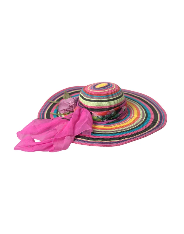 Womens Hats with avant-garde style-Dolce & Gabbana multi Fantasy Wide Brim Floppy Women's Hat