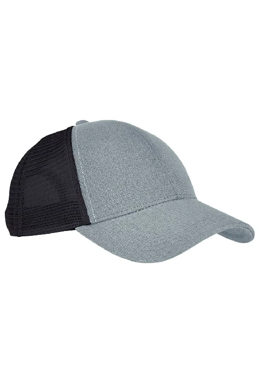 Mens hats with warm comfort-Econscious Mens Washed Hemp Blend Snapback Trucker Hat - Charcoal Grey/Black