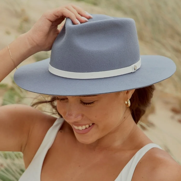 Beanies & Headbands for Outdoor Yoga-GC Hats Moana Wide Brim Fedora - Blue