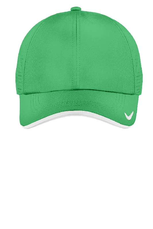 Mens hats for street style-Nike Mens Dri-Fit Moisture Wicking Adjustable Hat - Lucky Green/White