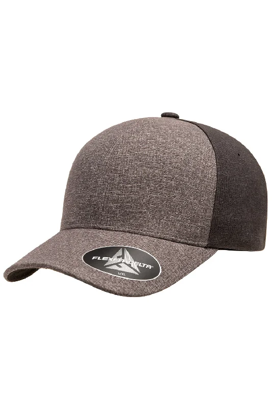 Mens hats for plus sizes-Flexfit Mens Moisture Wicking Stretch Fit Hat - Melange Blue/Melange Charcoal Grey