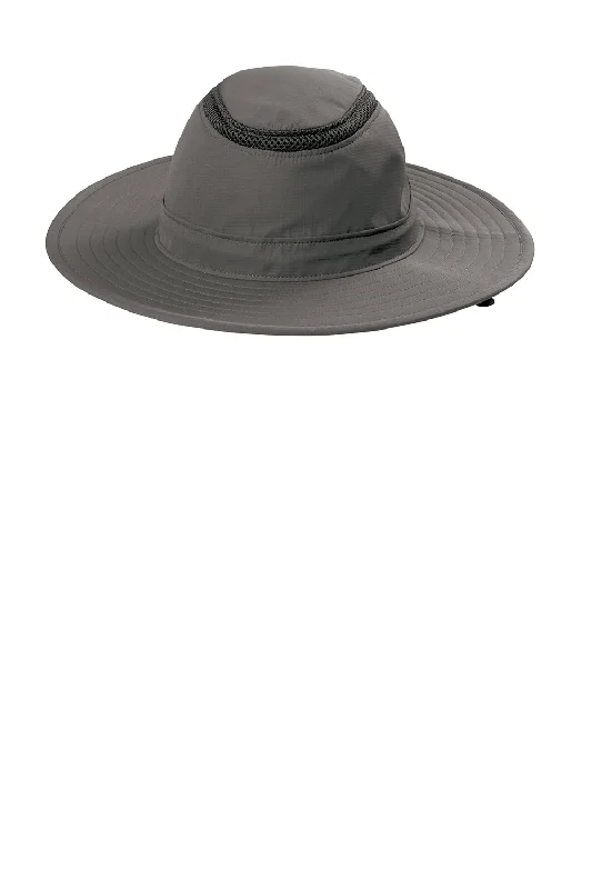 Mens hats for endurance runs-Port Authority Mens Moisture Wicking Ventilated Wide Brim Hat - Sterling Grey