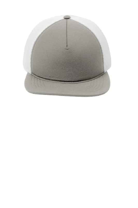 Mens hats for winter mornings-Port Authority Mens Foam Outdoor Flexfit Adjustable Hat - Silver Grey/White