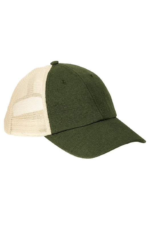 Mens hats with nature stripes-Econscious Mens Adjustable Trucker Hat - Olive Green/Oyster