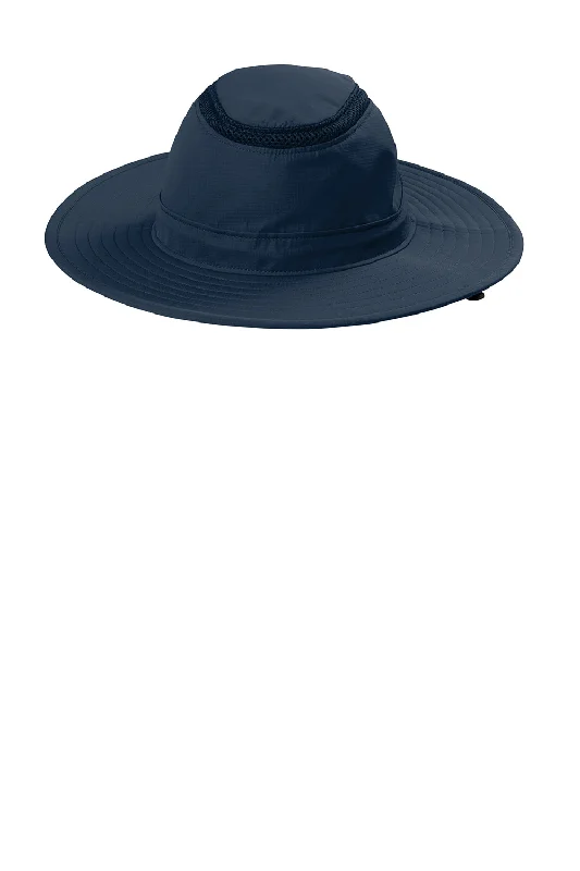 Mens hats for comfy nights-Port Authority Mens Moisture Wicking Ventilated Wide Brim Hat - Dress Navy Blue