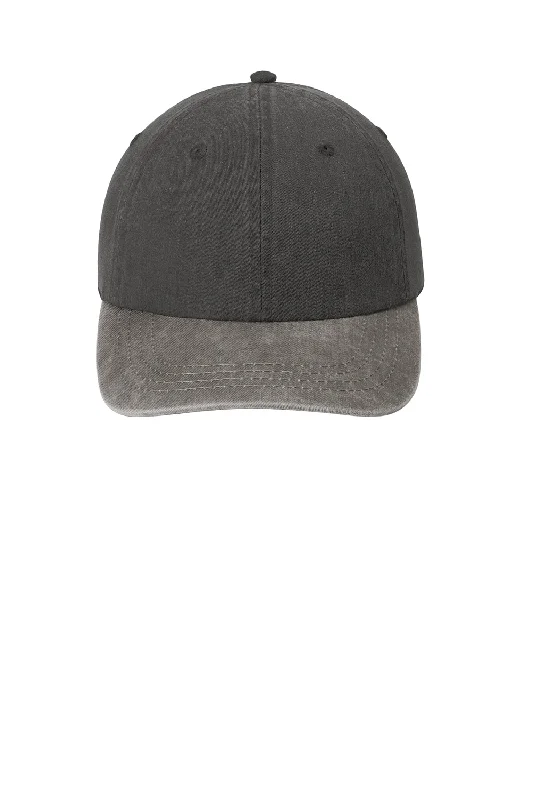 Mens hats for chilly evenings-Port & Company Mens Adjustable Hat - Black/Pebble