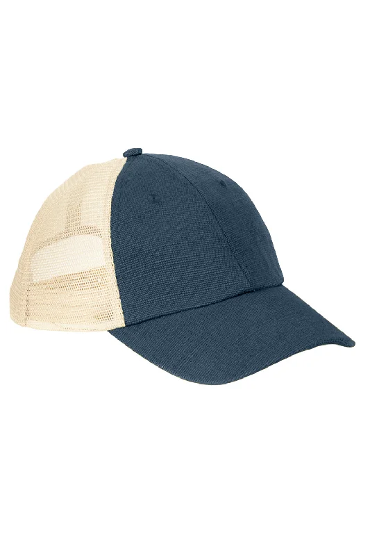 Mens hats with eco-friendly materials-Econscious Mens Adjustable Trucker Hat - Navy Blue/Oyster