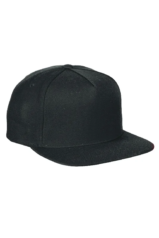 Mens hats with logos-Yupoong Mens Adjustable Hat - Black