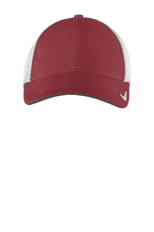 Mens hats for outdoor running-Nike Mens Dri-Fit Moisture Wicking Stretch Fit Hat - Team Red/White