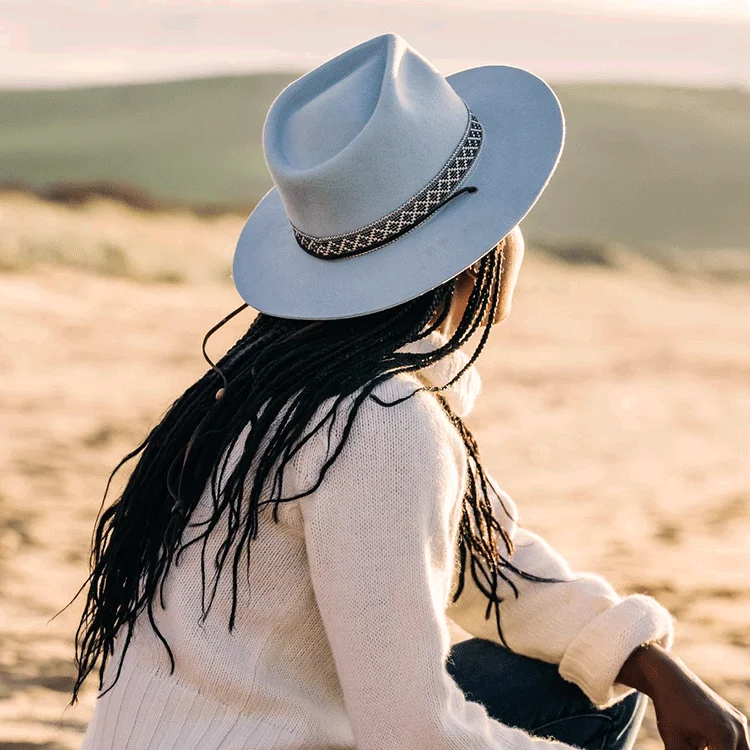 Beanies & Headbands with Glow Accents-Kooringal Ladies Wide Brim Hat Phoenix - Faded Denim Blue