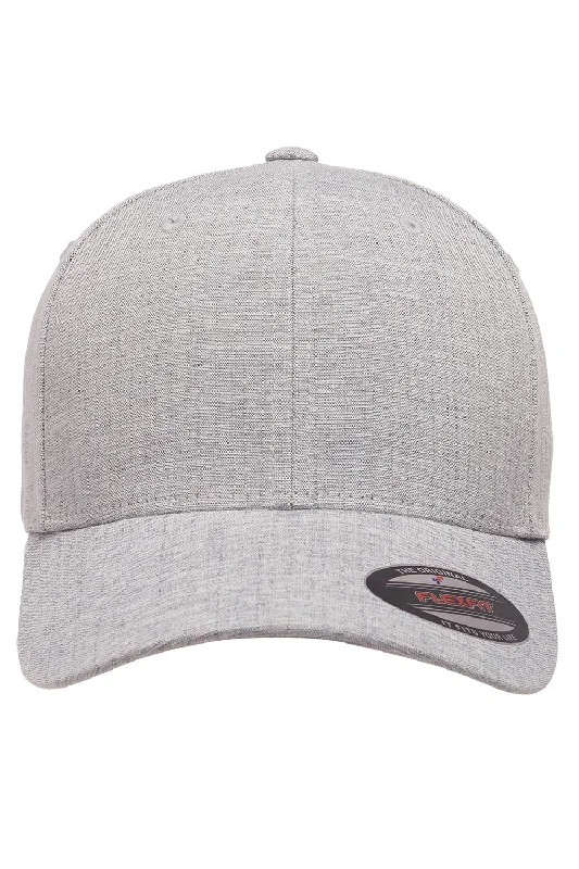 Mens hats with thick padding-Flexfit Mens Heatherlight Stretch Fit Hat - Silver Grey Melange