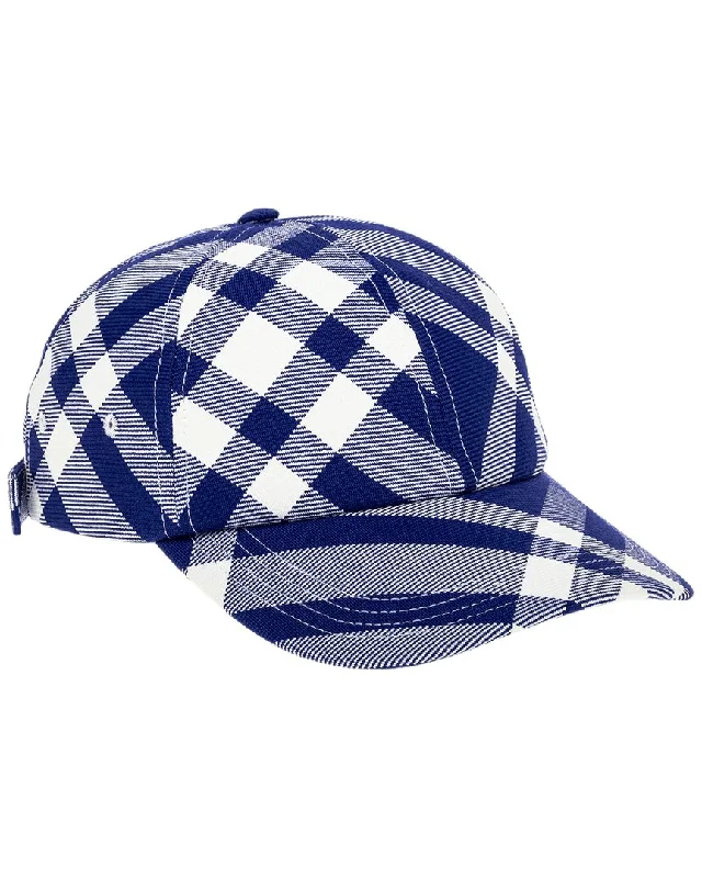 Wool hats for stylish warmth-Burberry Check Wool-Blend Baseball Cap