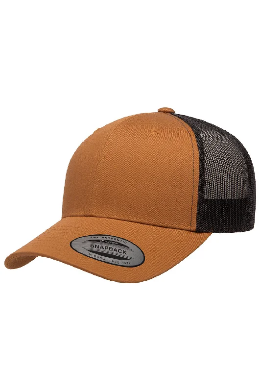 Yupoong Mens Adjustable Trucker Hat - Caramel Brown/Black