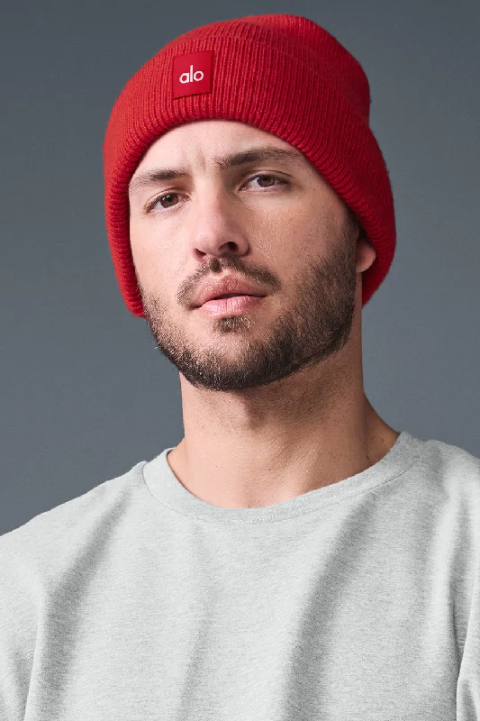 Beanies & Headbands with Green Fabric-Everyday Beanie - Bold Red