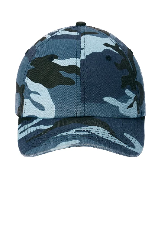 Mens hats for warm outings-Port Authority Mens Camouflage Hat - Navy Blue Camo