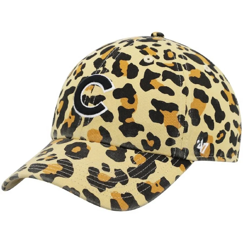 Womens Hats for rainy terraces-Women's Chicago Cubs Bagheera Cheetah Clean Up Adjustable Hat In Tan