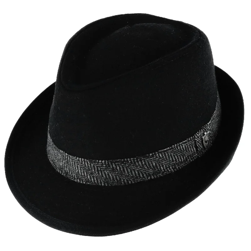 Wool hats for comfortable wear-Men's Wool Blend All Season Fedora Hat with Herringbone Band