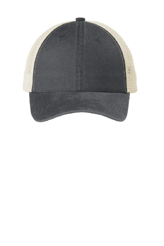 Mens hats with elegant style-Port Authority Mens Beach Wash Mesh Back Adjustable Hat - Coal Grey/Stone