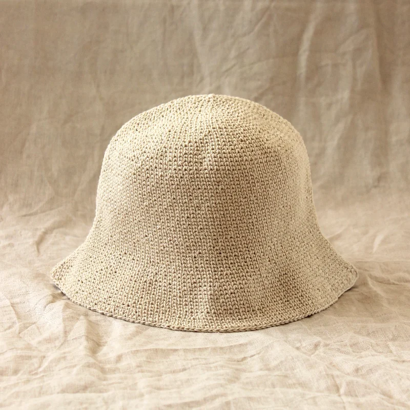 bucket hats for stylish street looks in the sun-FLORETTE Crochet Bucket Hat, in Nude White by BrunnaCo