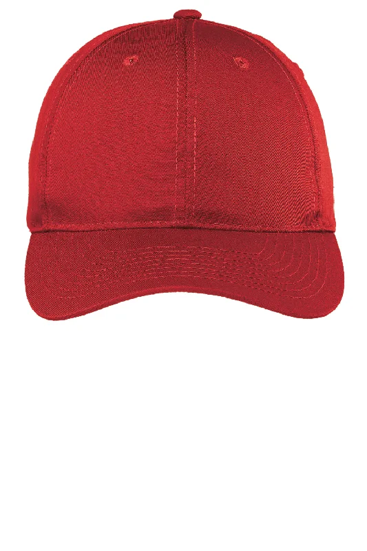 Mens hats with quirky themes-Port Authority Mens Fine Twill Adjustable Hat - Red