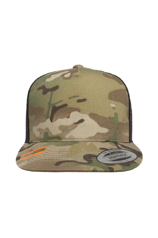 Mens hats for fishing-Yupoong Mens Multicam Snapback Trucker Hat - Multicam