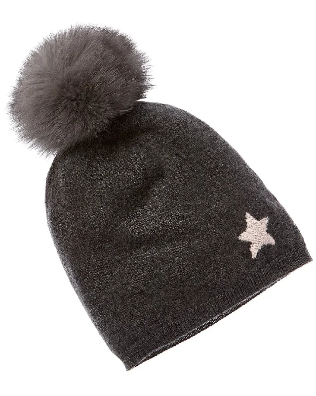 Womens Hats for music nights-Hannah Rose Mini Star Intarsia Slouchy Cashmere Hat