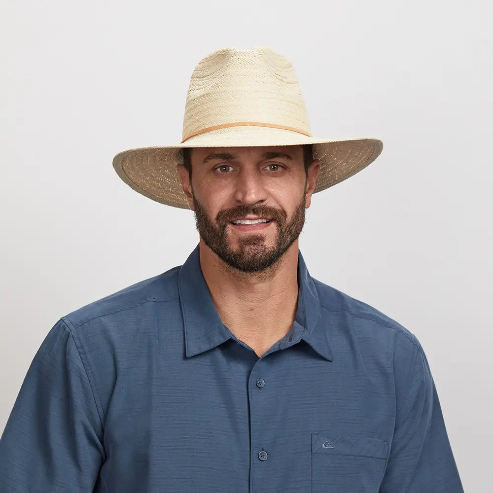 Sun hat for odor control-Paulo | Mens Wide Brim Straw Safari Sun Hat