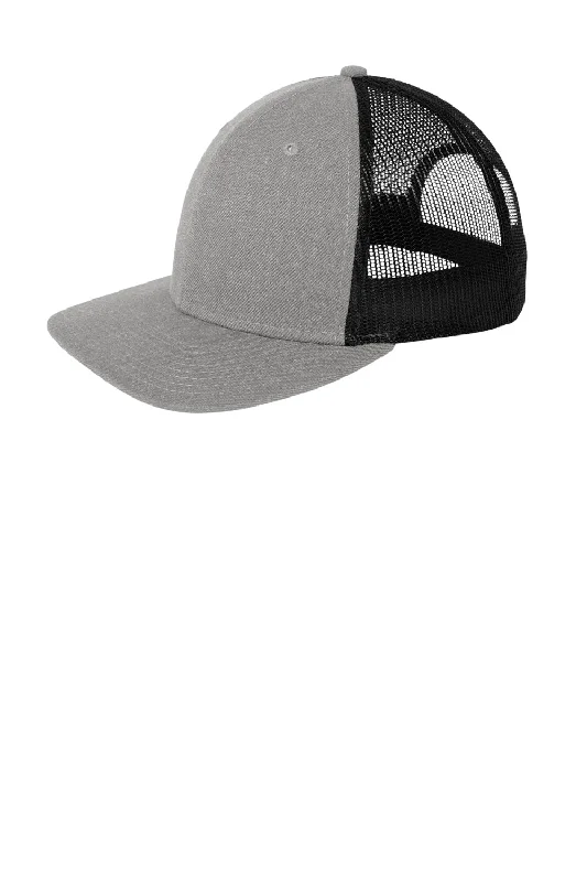 Mens hats for short journeys-New Era Mens Low Profile Snapback Trucker Hat - Heather Grey/Black