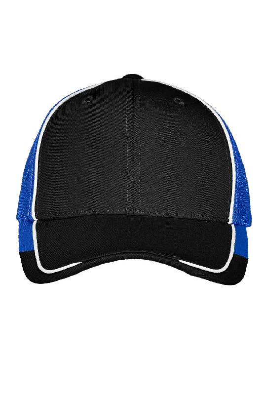 Mens hats for modern outfits-Port Authority Mens Adjustable Hat - Black/White/True Royal Blue