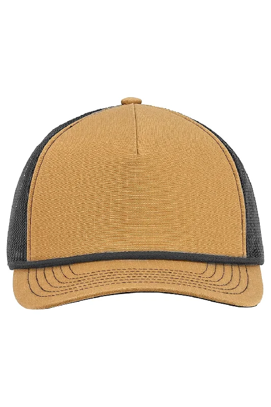 Mens hats for outdoor running-Big Accessories Mens Lariat Ripstop Snapback Trucker Hat - Old Gold/Black