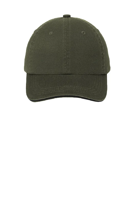 Mens hats with fuzzy lining-Port Authority Mens Adjustable Hat - Olive Green/Black