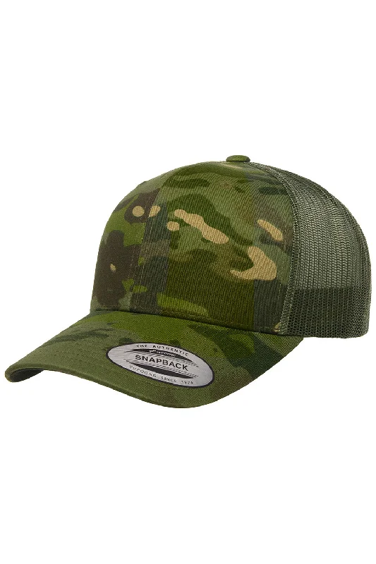 Mens hats with cozy support-Yupoong Mens Classics Retro Snapback Trucker Hat - Tropic Multicam