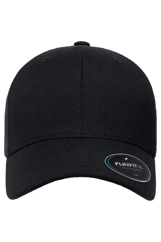 Mens hats with breathable wool-Flexfit Mens NU Stretch Fit Hat - Black