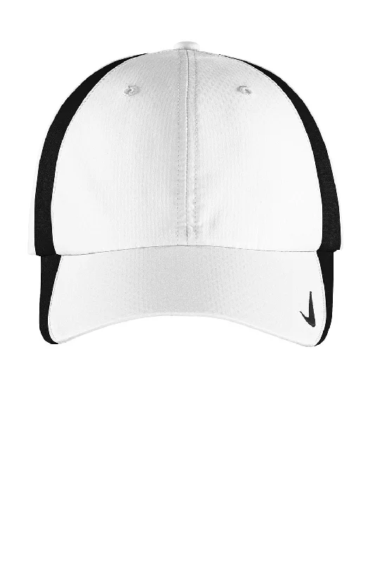 Mens hats with moisture-proof fabric-Nike Mens Sphere Dry Moisture Wicking Adjustable Hat - White/Black