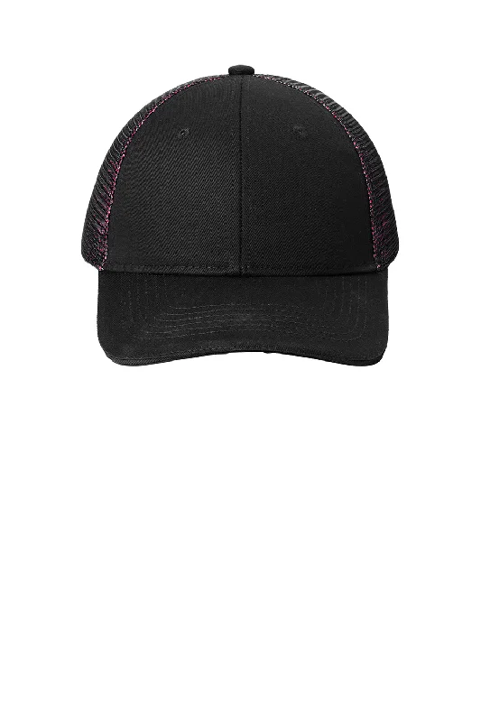 Mens hats for mild climates-Port Authority Mens Adjustable Hat - Black/Shock Pink