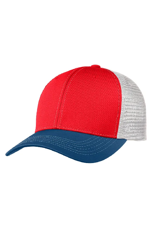 Mens hats with firm fit-J America Mens Ranger Snapback Hat - Red/White/Navy Blue