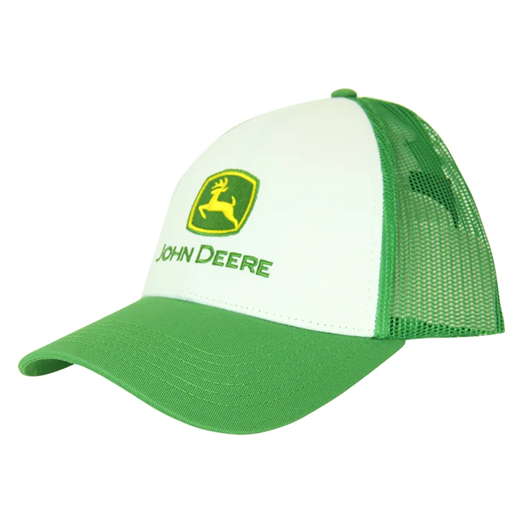 Beanies & Headbands for Fashion Lovers-John Deere 6 Panel Mesh Cap - White/Green