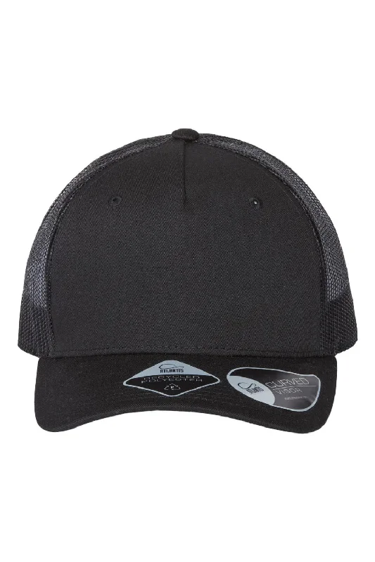 Mens hats for lacrosse-Atlantis Headwear Mens Sustainable Snapback Trucker Hat - Black/Black