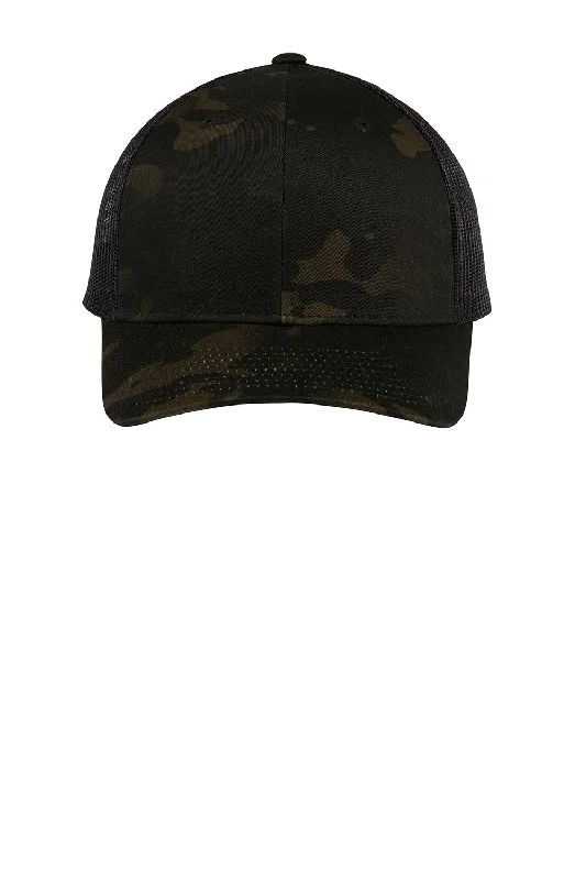 Mens hats with stripes-Sport-Tek Mens Adjustable Trucker Hat - Multicam Black