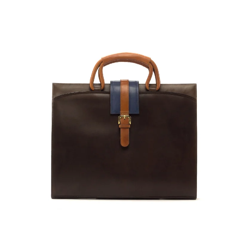 Mens hats with cool tones-DapperFam Luxe Men's Brief Case in Cognac Painted Calf