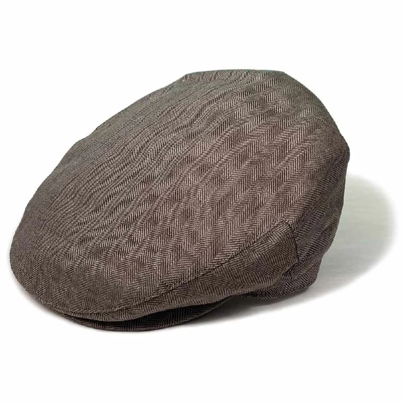 Beanies & Headbands with Crisp Style-Saint Martin - Herringbone Linen Flat Cap