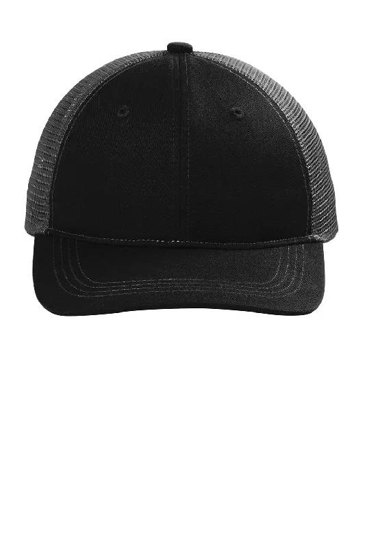 Mens hats for damp mornings-Port Authority Mens Snapback Trucker Hat - Black/Grey Steel