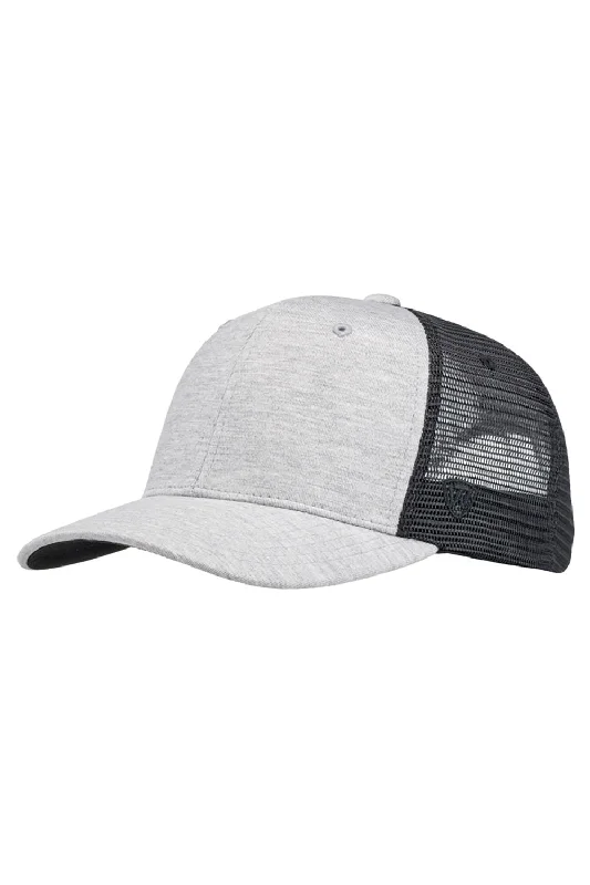 Mens hats for standard sizes-J America Mens Cutter Jersey Snapback Trucker Hat - Grey/Black