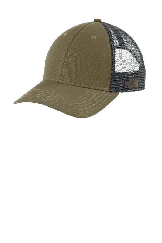 Mens hats with breathable mesh-The North Face Mens Ultimate Adjustable Trucker Hat - Burnt Olive Green/Asphalt Grey