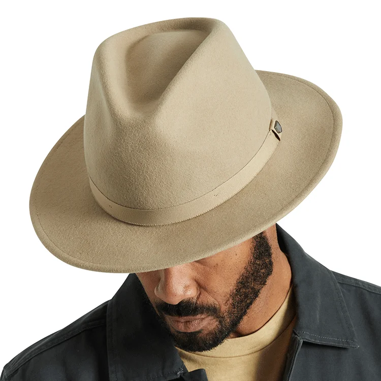 Beanies & Headbands for Deep Winter-Brixton Messer Packable Fedora - Sand